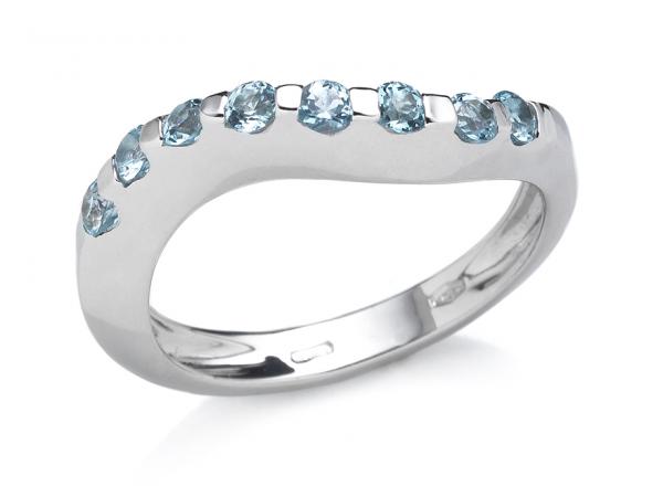 CF01763 - Anello Oro Bianco e Zirconi Azzurro